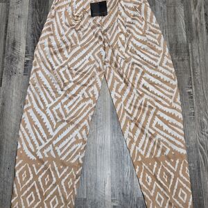 Marc New York Tan & White Geometric Print Chinos